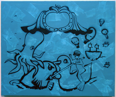 Don Quixote Battles the Sea Monster Cartouche (private collection)